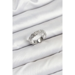 Erb Pirinç Gümüş Renk Zirkon Taşlı Sırım Kadın Yüzük