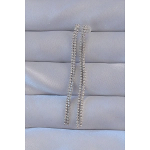 Erb Pirinç Gümüş Renk Zirkon Taşlı Su Yolu Model Küpe