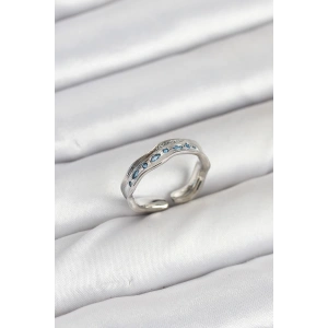 Erb Pirinç Gümüş Renk Zirkon Taşlı Vintage Kadın Yüzük