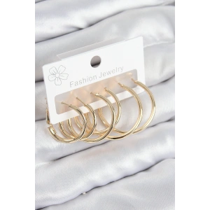 Erb Pirinç Halka Model Gold Renk Kadın Set Küpe