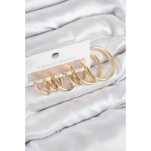 Erb Pirinç Halka Model Gold Renk Kadın Set Küpe