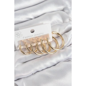 Erb Pirinç Halka Model Gold Renk Kadın Set Küpe