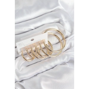 Erb Pirinç Halka Model Gold Renk Kadın Set Küpe