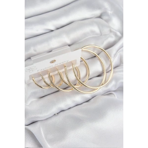 Erb Pirinç Halka Model Gold Renk Kadın Set Küpe
