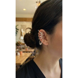 Erb Pirinç Halkalı Model Gümüş Renk Kıkırdak Küpe