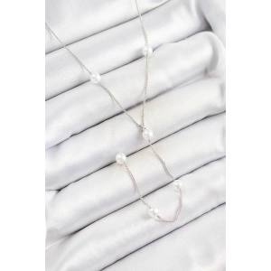 Erb Pirinç İnci Figürlü Y Model Gümüş Renk Kadın Kolye