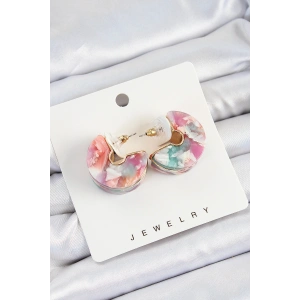 Erb Pirinç Mermer Desenli Vintage Yarım Halka Model Gold Renk Kadın Küpe