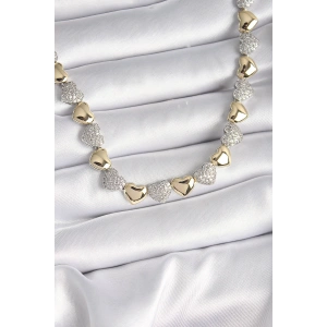 Erb Pirinç Mix Renk Zirkon Taşlı Kalp Model VIP Exclusive Seri Kadın Kolye