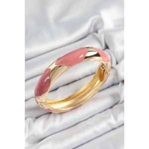 Erb Pirinç Pembe Mineli Baklava Model Gold Renk Kadın Kelepçe