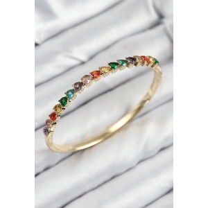 Erb Pirinç Renkli Zirkon Taşlı Kalp Model Gold Renk Kadın Kelepçe