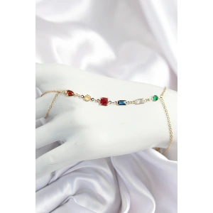 Erb Pirinç Renkli Zirkon Taşlı Y Model Gold Renk Kadın Şahmeran