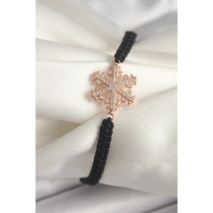 Erb Pirinç Rose Renk Zirkon Taşlı Kar Tanesi Figür Makrome Asansörlü Model Kadın Bileklik