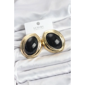 Erb Pirinç Siyah Badem Model Vintage Gold Kadın Küpe