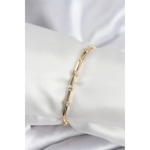 Erb Pirinç VIP Seri Gold Renk Parçalı Model Zirkon Taşlı Kadın Bileklik