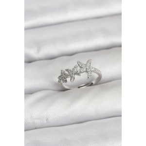 Erb Pirinç Yıldız Model Gümüş Renk Kadın Yüzük