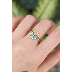 Erb Pirinç Zirkon Taşlı 2li Ayarlanabilir Arkadaş Yüzüğü