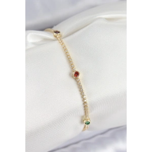 Erb Pirinç Zirkon Taşlı Asorti Model Gold Renk Kadın Bilekilk