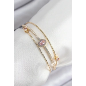 Erb Pirinç Zirkon Taşlı Baget Model Gold Renk Kadın Bileklik