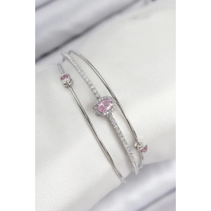 Erb Pirinç Zirkon Taşlı Baget Model Gümüş Renk Kadın Bileklik