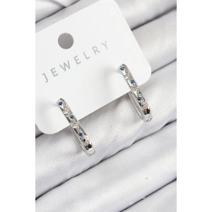 Erb Pirinç Zirkon Taşlı Çiçek Desenli Model Gümüş Renk Kadın Küpe