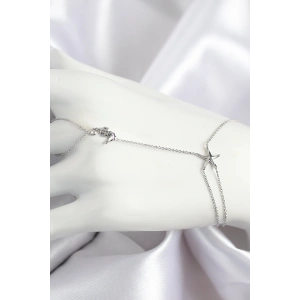 Erb Pirinç Zirkon Taşlı Deniz Atı Ve Yıldız Model Gümüş Renk Şahmeran