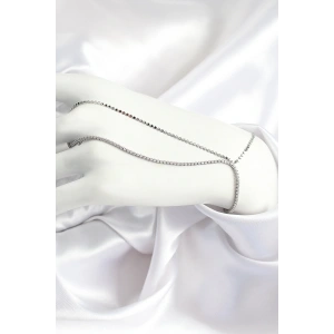 Erb Pirinç Zirkon Taşlı Ezme Zincir Model Gümüş Renk Kadın Şahmeran