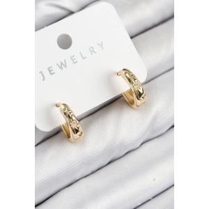 Erb Pirinç Zirkon Taşlı Halka Model Gold Renk Kadın Küpe