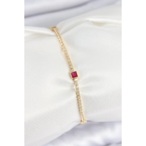 Erb Pirinç Zirkon Taşlı Kare Model Gold Renk Kadın Bilekilk