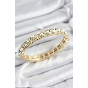 Erb Pirinç Zirkon Taşlı Kare Model Gold Renk Lastikli Kadın Bileklik