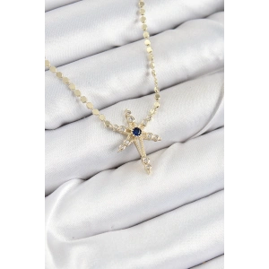 Erb Pirinç Zirkon Taşlı Kutup Yıldızı Model Ezme Zincir Gold Renk Kadın Kolye