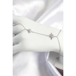 Erb Pirinç Zirkon Taşlı Kutup Yıldızı Model Gümüş Renk Kadın Şahmeran