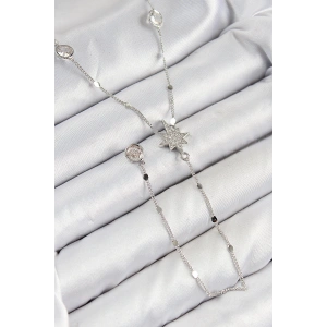 Erb Pirinç Zirkon Taşlı Kutup Yıldızı Model Gümüş Renk Y Kolye