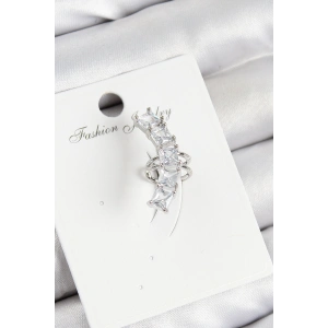 Erb Pirinç Zirkon Taşlı Model Gümüş Renk Sağ Kıkırdak Küpe