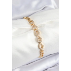 Erb Pirinç Zirkon Taşlı Oval Model Gold Renk Kadın Bileklik