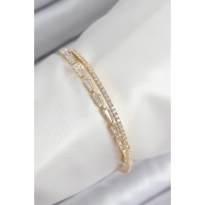 Erb Pirinç Zirkon Taşlı Su Yolu Model Gold Renk Kadın Bileklik