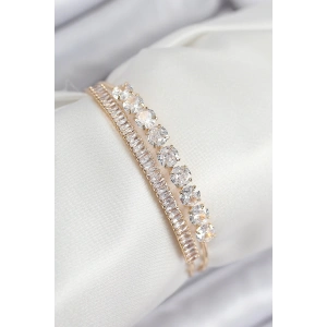 Erb Pirinç Zirkon Taşlı Su Yolu Model Gold Renk Kadın Bileklik