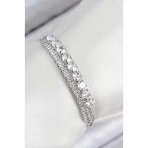 Erb Pirinç Zirkon Taşlı Su Yolu Model Gümüş Renk Kadın Bileklik