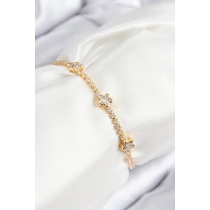 Erb Pirinç Zirkon Taşlı Yıldız Model Gold Renk Asansörlü Kadın Bileklik