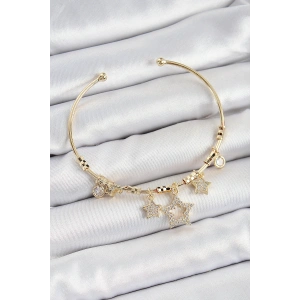 Erb Pirinç Zirkon Taşlı Yıldız Model Gold Renk Charm Bileklik