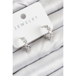 Erb Pirinç Zirkon Taşlı Yıldız Model Gümüş Renk Kadın Küpe