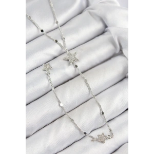 Erb Pirinç Zirkon Taşlı Yıldız Model Gümüş Renk Y Kolye