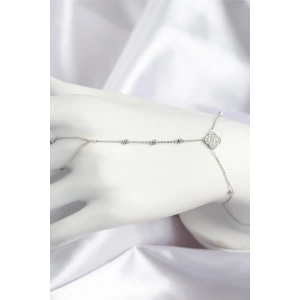 Erb Pirinç Zirkon Taşlı Yonca Model Gümüş Renk Şahmeran