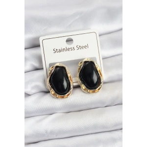 Erb Siyah Damla Model Pirinç Vintage Kadın Küpe