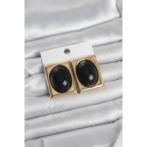 Erb Siyah Kare Model Vintage Gold Renk Kadın Küpe