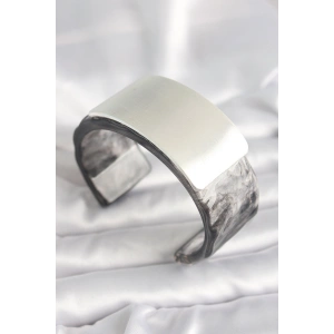 Erb Siyah Mermer Desen Akrilik Plastik Dikdörtgen Plaka Model Vintage Kadın Bilezik