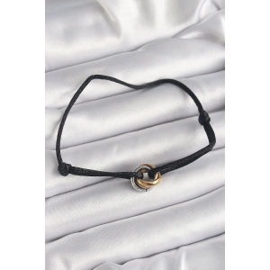 Erb Siyah Renk İpli Asansörlü Mix Renk Çelik Halka Model Kadın Bileklik