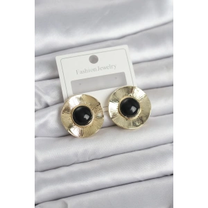 Erb Vintage Model Siyah Gold Renk Pirinç Kadın Küpe