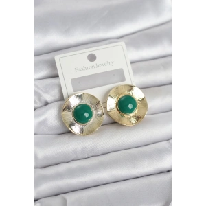 Erb Vintage Model Yeşil Gold Renk Pirinç Kadın Küpe