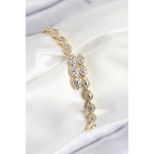 Erb VIP Pirinç Zirkon Taşlı Sıralı Damla Model Gold Renk Kadın Bileklik