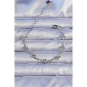 Erb Vip Seri Pirinç Gümüş Renk Zirkon Taşlı Halley Yıldız Model Bileklik